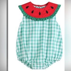 Kelly Green Gingham Watermelon Collar Bubble